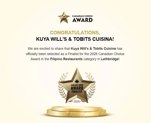 2026 Canadian Choice Award finalist, Filipino Restaurants category in Lethbridge