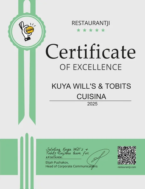 Restaurantji 2025 Certificate of Excellence